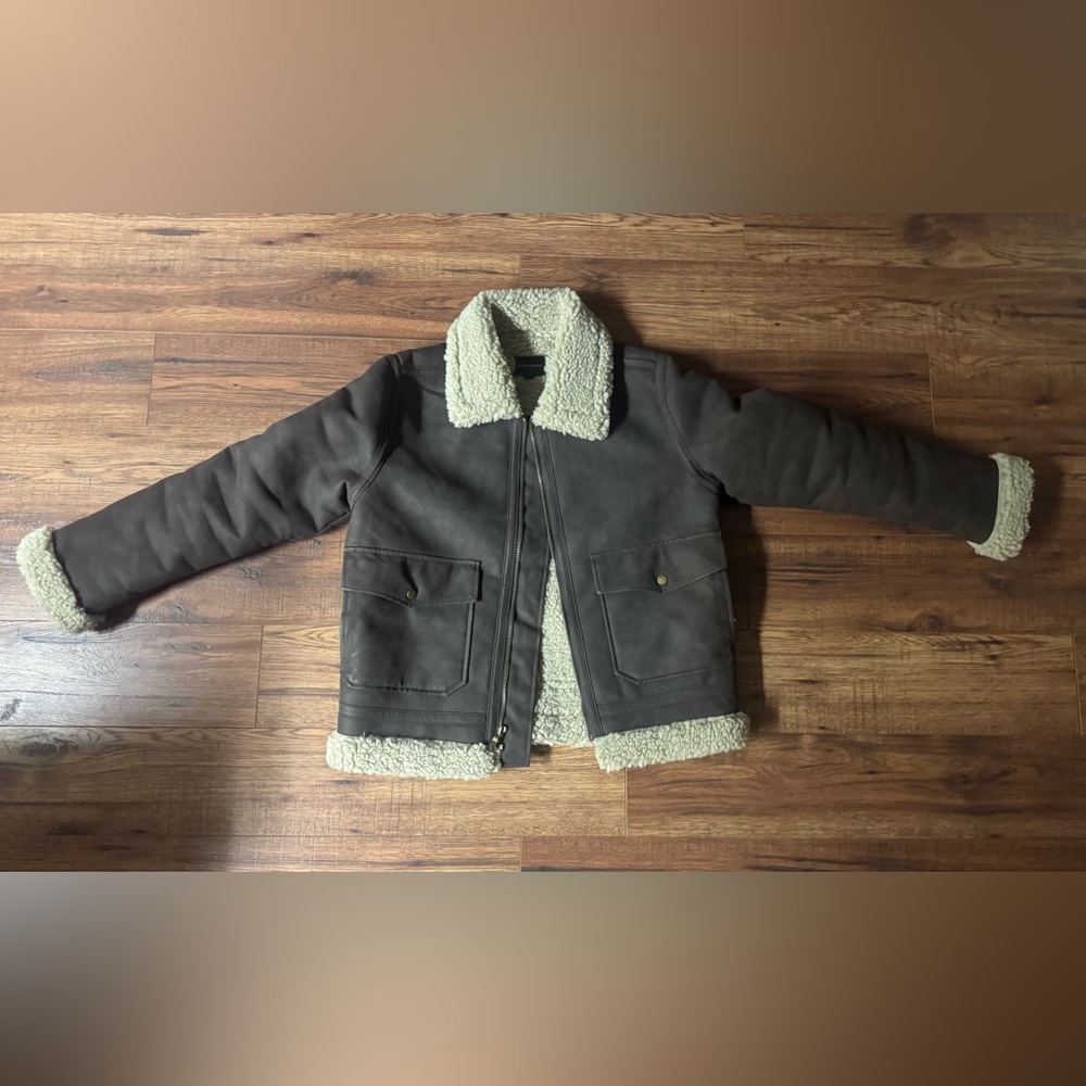 Banana Republic Vegan Leather Sherling Aviator Jacket Size Medium